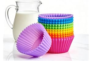 12-Pack Silicone Muffin Liners Reusable Baking Cups and Molds for Cupcake (6 Colors)