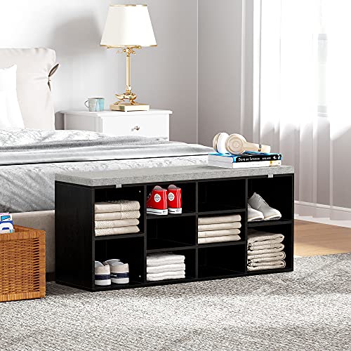 HOME BI Entryway Bench, Shoe Storage Benches with Cushion, 10Cube Shoe Room Seating
