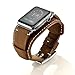 LoveBlue Compatible Apple Watch Band 38mm, iwatch Band Apple Watch Genuine Leather Band Replacement Strap with Stainless Steel Clasp for Series 3/2/1 (38mm-Crazy Horse Leather Brown)