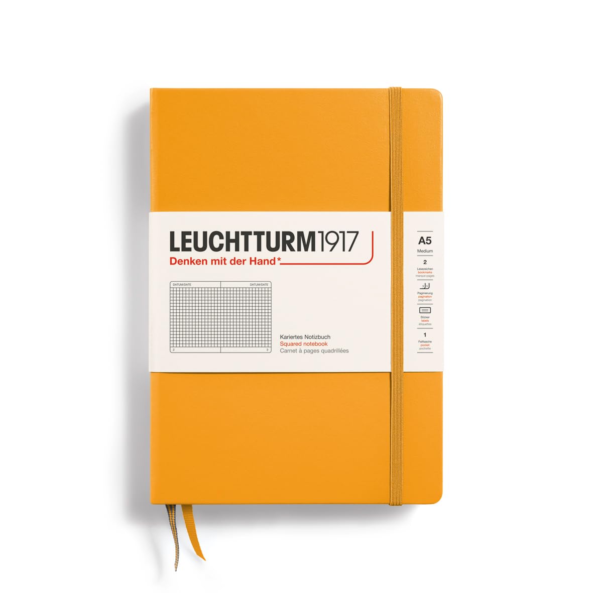 LEUCHTTURM1917 Notebook Medium (A5), Hardcover, 251 Numbered Pages Rising Sun, Squared