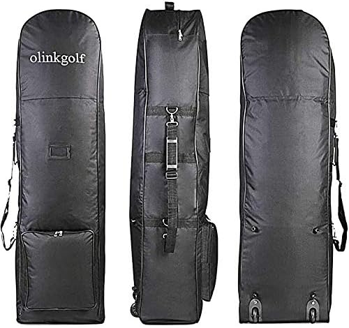 olinkgolf Golf Travel Cover with Big Wheels,Golf Travel Bag Case for Golf Clubs Airlines, Heavy Duty Golf Bags Cover Made of 1980D Oxford,Durable Water Resistant Nylon, Purple,Black,Navy Blue