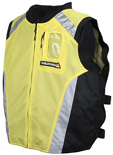 Joe Rocket Mens Perforated Military Textile Spec Vest Yellow/Black/Silver Small/Medium S/M