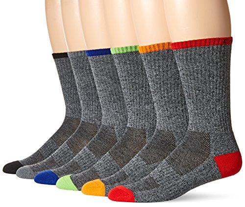 image for Chaps Men's Solid Casual Crew Socks with Accented Heel and Toe (6 Pack