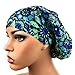 Womens Surgical Scrub Hat OR Nurse Cap Euro Style Purple, Blue, Green Floral Print Bouffant Cap
