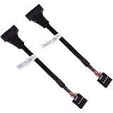 Boytond Black 19 Pin USB 3.0 male To 9 Pin USB 2.0 Female Motherboard Cable Adapter Converter (pack of 2)