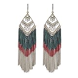 Girl Era Womens Elegant Simple Metal Tassels Earrings Diamond Earrings(red)