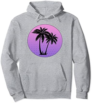 Unisex Palm Tree Vaporwave Aesthetic Cali Style Hoodie Medium Heather Grey
