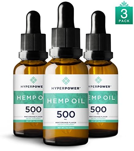 HyperPower Hemp Oil for Pain Relief :: Stress Support, Anti Anxiety Supplements:: Herbal Drops :: Rich in Omega 3 and Omega 6 Fatty Acids :: Natural Anti Inflammatory :: 1 Fl Oz. (30ml) - 3 PACK
