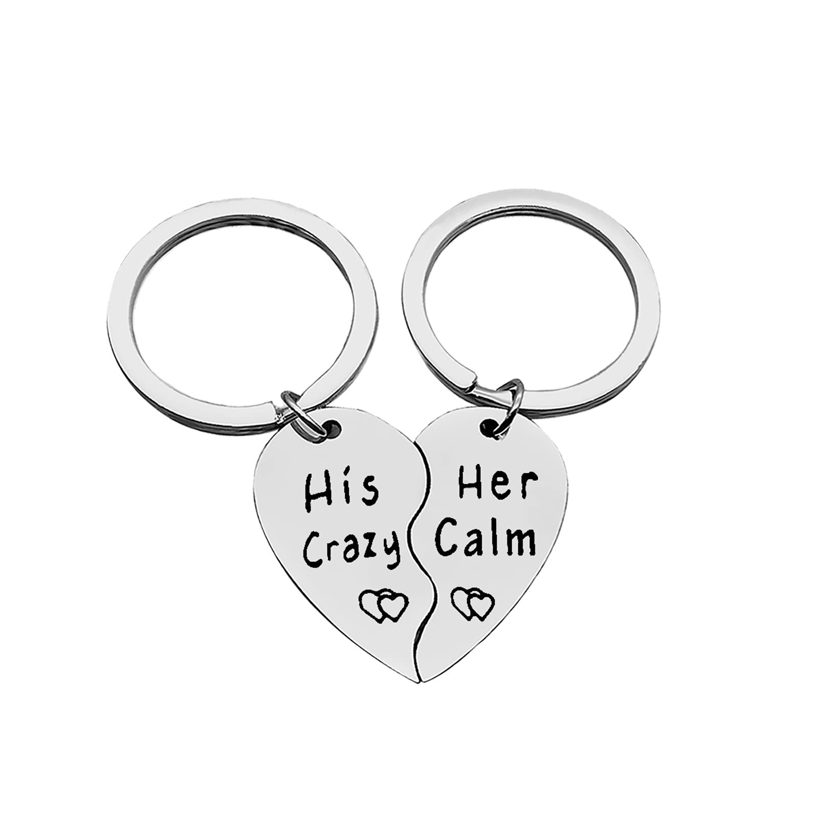 Ximalun Valentines Day Gifts Anniversary Keyring Gifts for Boyfriend Girlfriend Husband Wife His Crazy Her Calm Keyring Set Christmas Birthday Gift Couple Gift for Him and Her