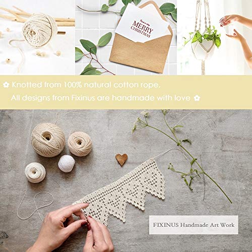 2 Pack Macrame Plant Hanger with Fringed Ends, Fixinus 41" Cotton Woven Hanging Plant Holder Plant Pot Stand Ideal for Indoor Outdoor Home Birthday Decoration - Thumbnail 5