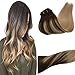 GOO GOO Clip in Hair Extensions Real Human Hair, Remy Human Hair Extensions Clip ins for Women, Natural Human Hair, 18inch 120g 7Pcs, 4/18 Balayage Chocolate Brown Highlighted Dirty Blonde