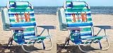 Tommy Bahama 2 Pack Backpack Beach Chair Tropical Stripe with Surf Boards Logo