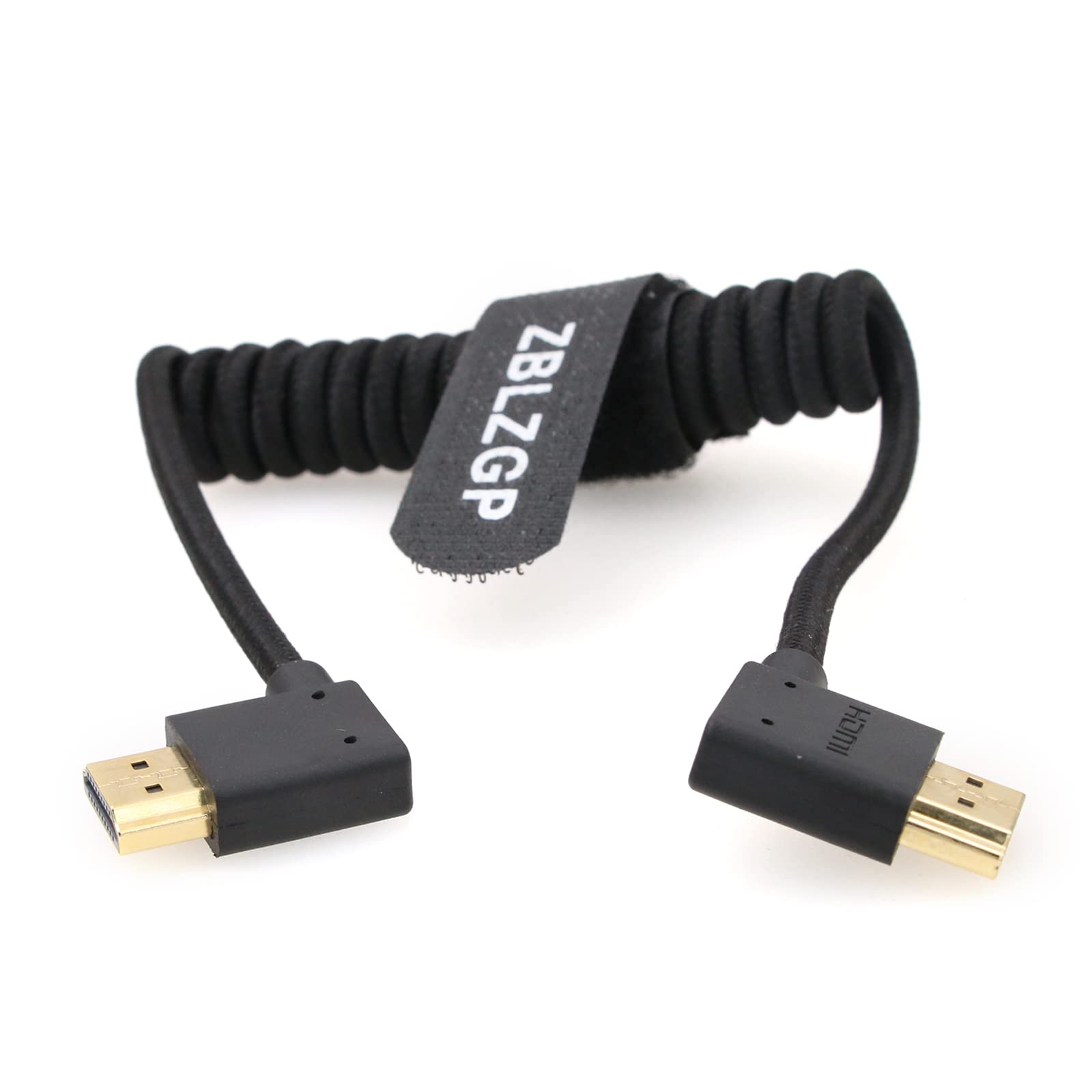 ZBLZGP HDMI to HDMI Coiled Cable High Speed Ethernet for Portkeys BM5 Monitor, Laptop, Computer, Camera, Monitor (Braided Coiled Cable, Right HDMI-Left HDMI)