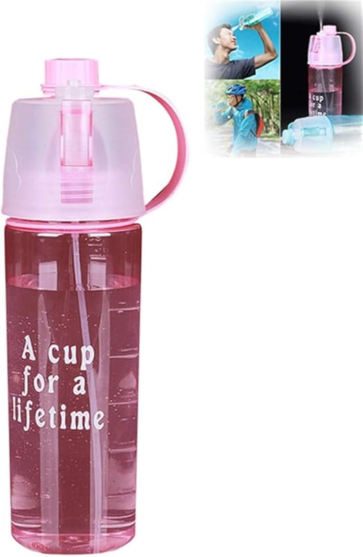 Spray Portable Sport Water Bottles, 600ML Clear Plastic