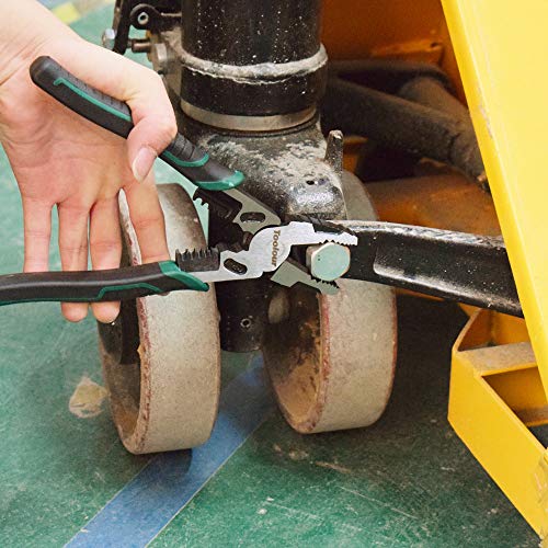 9-Inch Linesman Pliers Multi-function Combination Pliers with Professional Handle| High Leverage Design| Chrome Vanadium Steel Forged| for Gripping, Crimping, Side Cutting and 10-18 AWG Wire Stripping