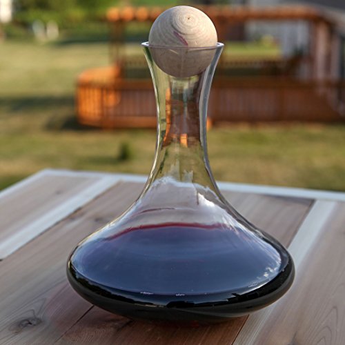 Classic Glass Wine Decanter with Wooden Ball Stopper and Decanter Dryer
