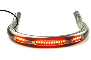 TADAFA Retro Motorcycle Cafe Racer Rear Seat Frame Loop Upswept Hoop Three Lamp Holes with LED Strip Turn Singal Brake Tail Light (230mm Upswept Loop)