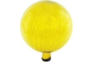 Oakestry 12 inches Attractive Decorative Gazing Globe Drop Glass Lemon Yellow for Home Garden Lawn Outdoor Stylish Ball Home Decor and Yard Ornament