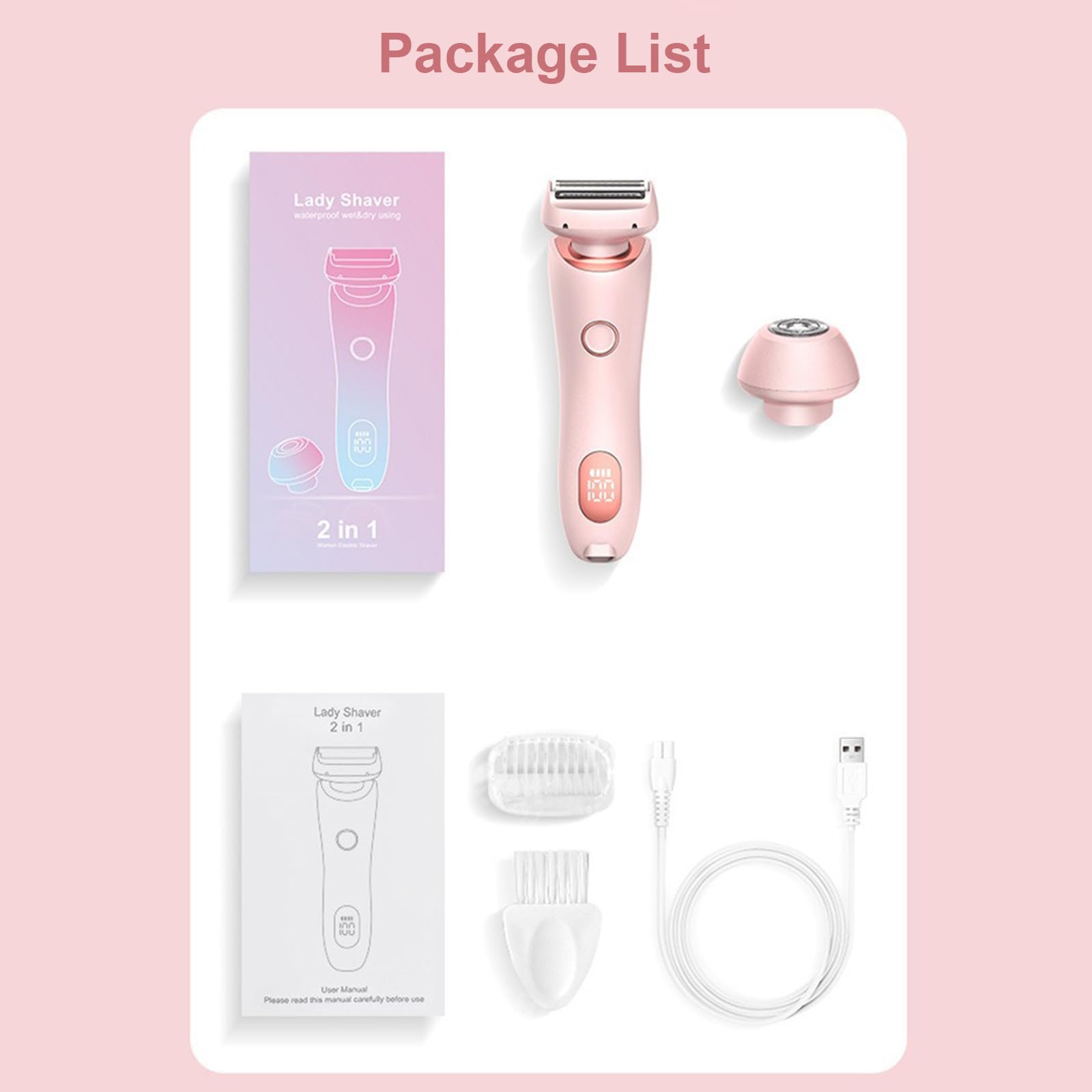 Rasierer Damen, 2 in 1 Intimrasierer für Frauen Layhou Elektrisch Rasierer mit IPX7 Wasserdicht, Schmerzlos Epilierer, Kabelloser UBS Nass/Trocken Epilierer für Gesicht Bikini Beine Arme Körper (Blau) 4