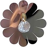 Iaceble Boho Scallop Dangle Earrings Gold Seashell Drop Earrings Scallop Shell Earrings Oval Stud Earrings Jewelry for Women