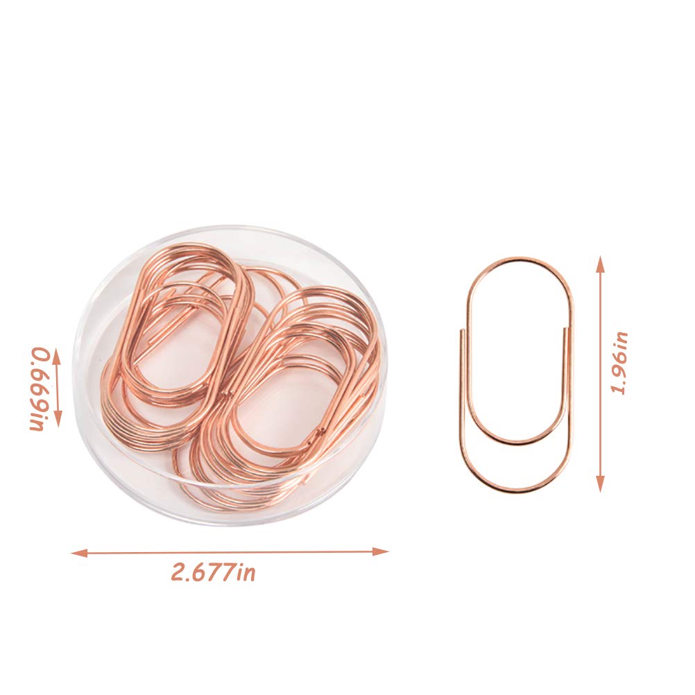Rose Gold Paper Clips, Topgogo 20pcs 50mm 1.97\