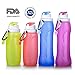 Collapsible Water Bottle Silicone Outdoor Water Canteen BPA Free,FDA Approved Set of 4 Pack Family Set Parents And Children For Travel Trip Camping Cycling Fishing Climbing Sports