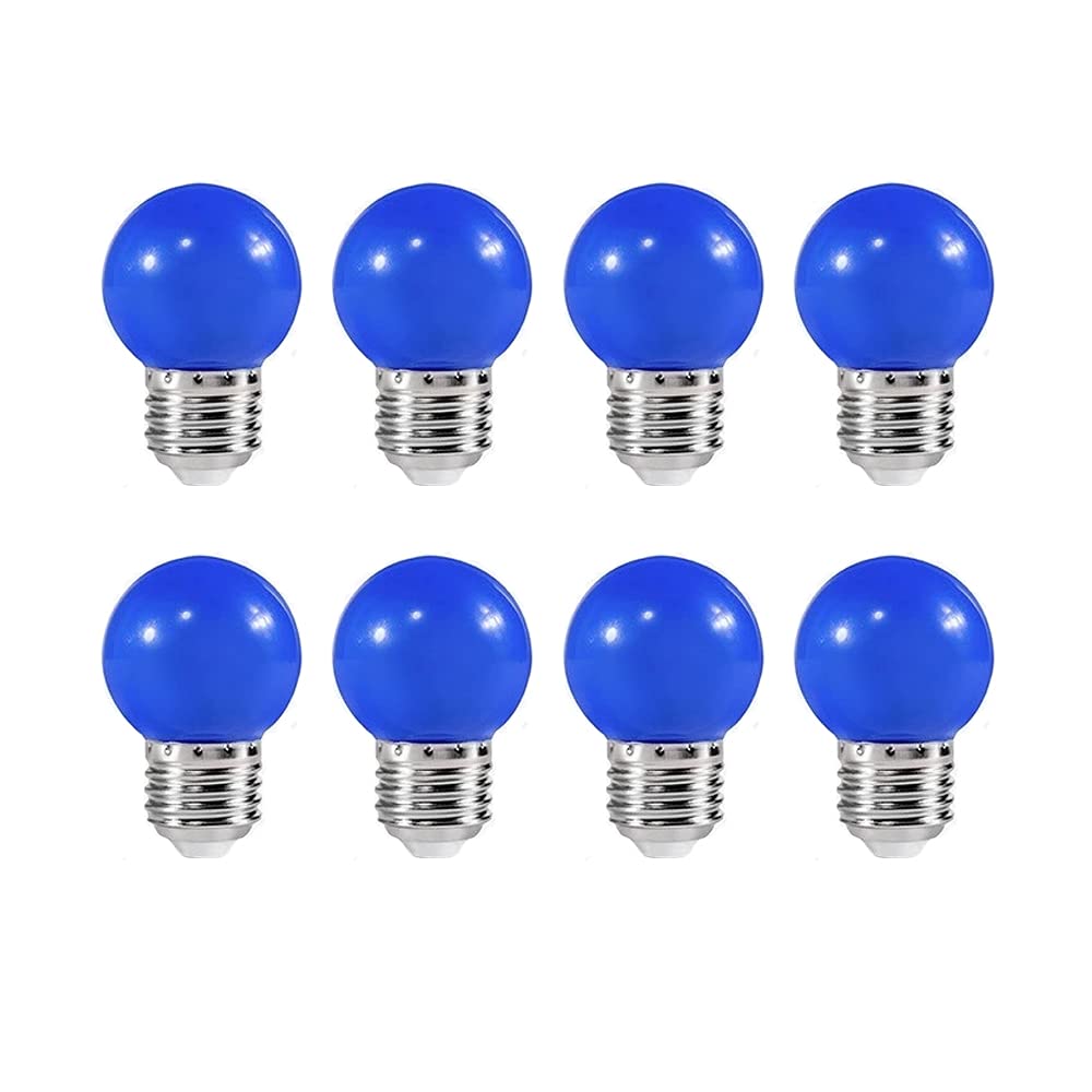 ZFQ 8 Pack E27 Bayonet Colored LED Light Bulbs 2W G45 Golf Ball Mini Globe Bulb Lighting Bulbs,Blue for Outdoor Indoor String Patio Garden Party Christmas, Tree, Fairy Party Night Lights