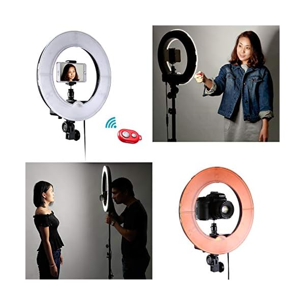 Kamera-Foto-Video-Blitz-Kit, 18-Zoll-LED-Außenringlicht mit Dimmfunktion und Lichtstativ, 36 W, 5500 K, Bluetooth… – Bild 3