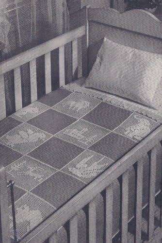 Vintage Crochet Pattern to make - Baby Filet Animals Motif Block. NOT a finished item. This is a pattern and/or instructions to make the item only.