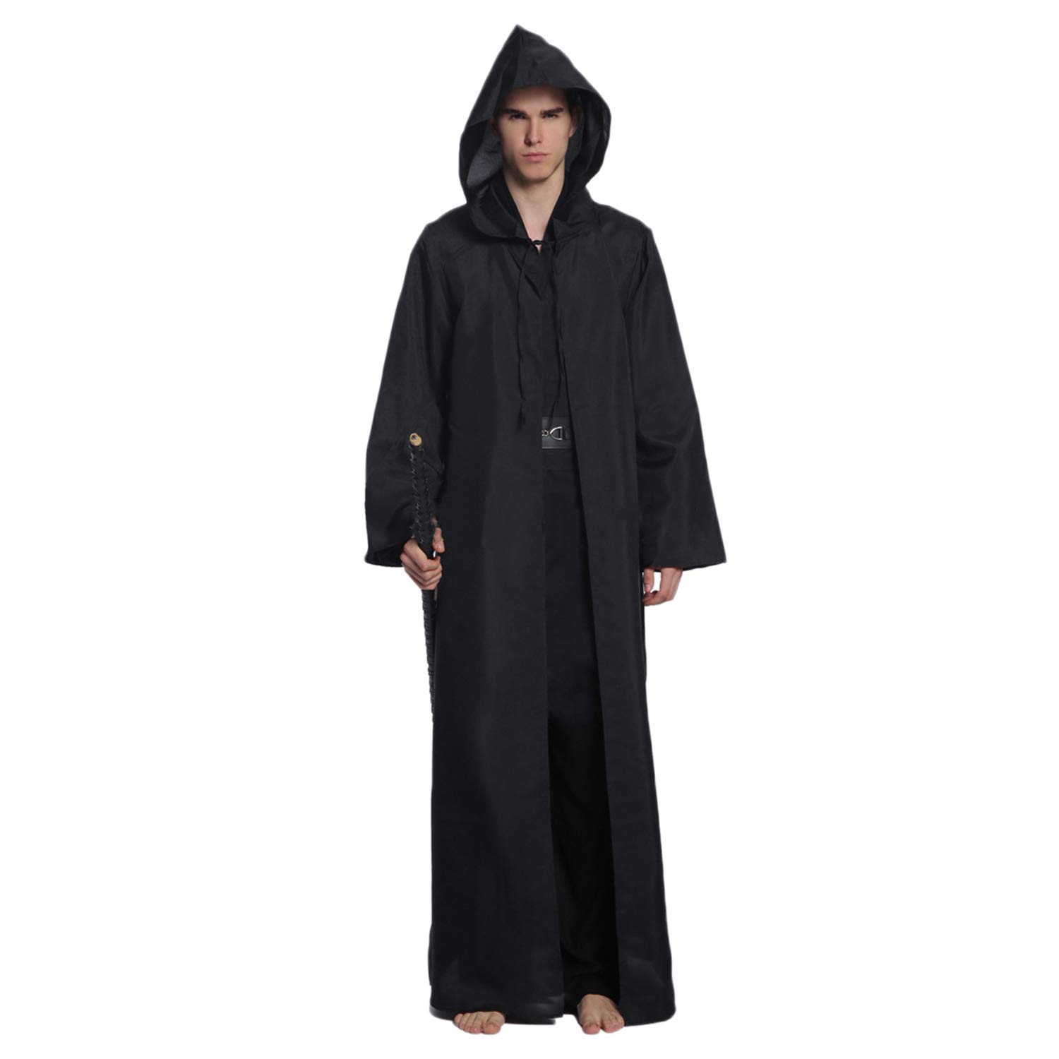FakeFace Adult Halloween Costume Tunic Hooded Robe Cosplay Capes Cloak Knight Gothic Fancy Dress Halloween Masquerade Cosplay Costume Robe Cape Party Decoration Black