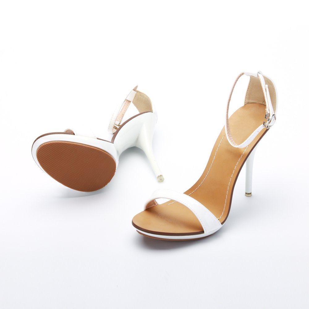 OCHENTA Women's Ankle Strap Stiletto High Heel Dress Sandals White Size US 8 - Image 4