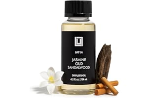 LULU CANDLES Aroma by Lulu - Jasmine Oud & Sandalwood - Fragrance Diffuser Oil for Waterless Cold Air Diffusers - Aromatherapy Fragrance Oil Blend for The Home or Office – Smells Floral & Woodsy - 120mL, 4.0 fl oz