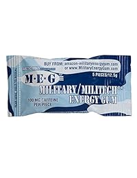 MEG – Goma de energía militar 100 mg de cafeína por pieza + aumento de energía + refuerzo de rendimiento...