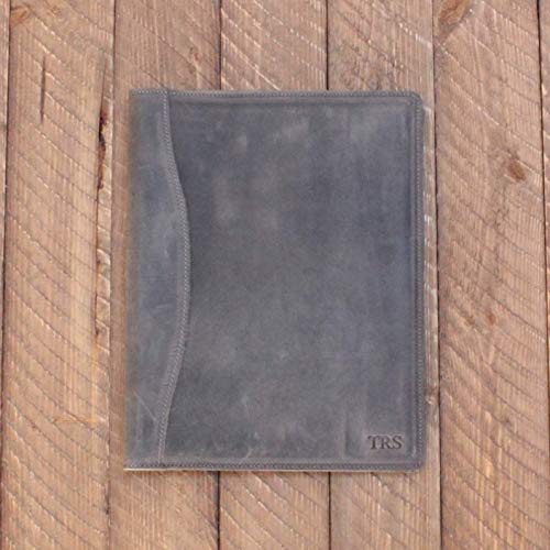 PEGAI Personalized Leather Portfolio/Legal Padfolio, Distressed Leather Legal Pad Folio - Marshall Rock Gray