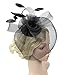 Urban CoCo Women's Elegant Flower Feather and Veil Fascinator Cocktail Party Hair Clip Hat (Black)