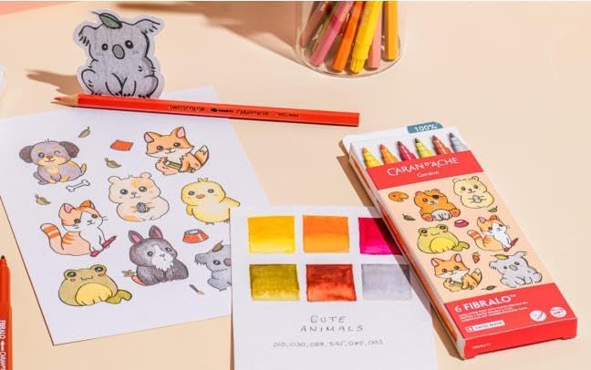 Fibralo Kawaii 0185.803 - Set di 6 pennarelli colorati, lavabili, per bambini, matite da disegno creative, per la scuola — foto 2 di 3