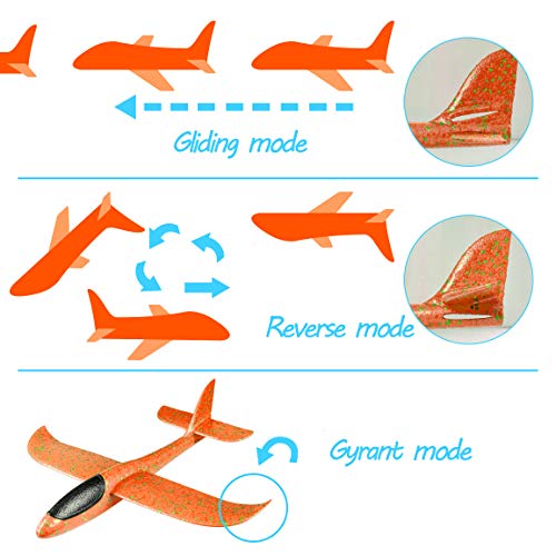 Refasy Airplane Toys for 3-12 Year Old Boys Girls, Children Glider Model Foam Airplane Planes Manual Throwing Fun Outdoor Activities for Kids Sports Game Flying Toys Best Birthday Gifts Yellow - Thumbnail 2