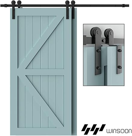 Amazon Com Winsoon 5ft Single Track Bypass Sliding Barn Door