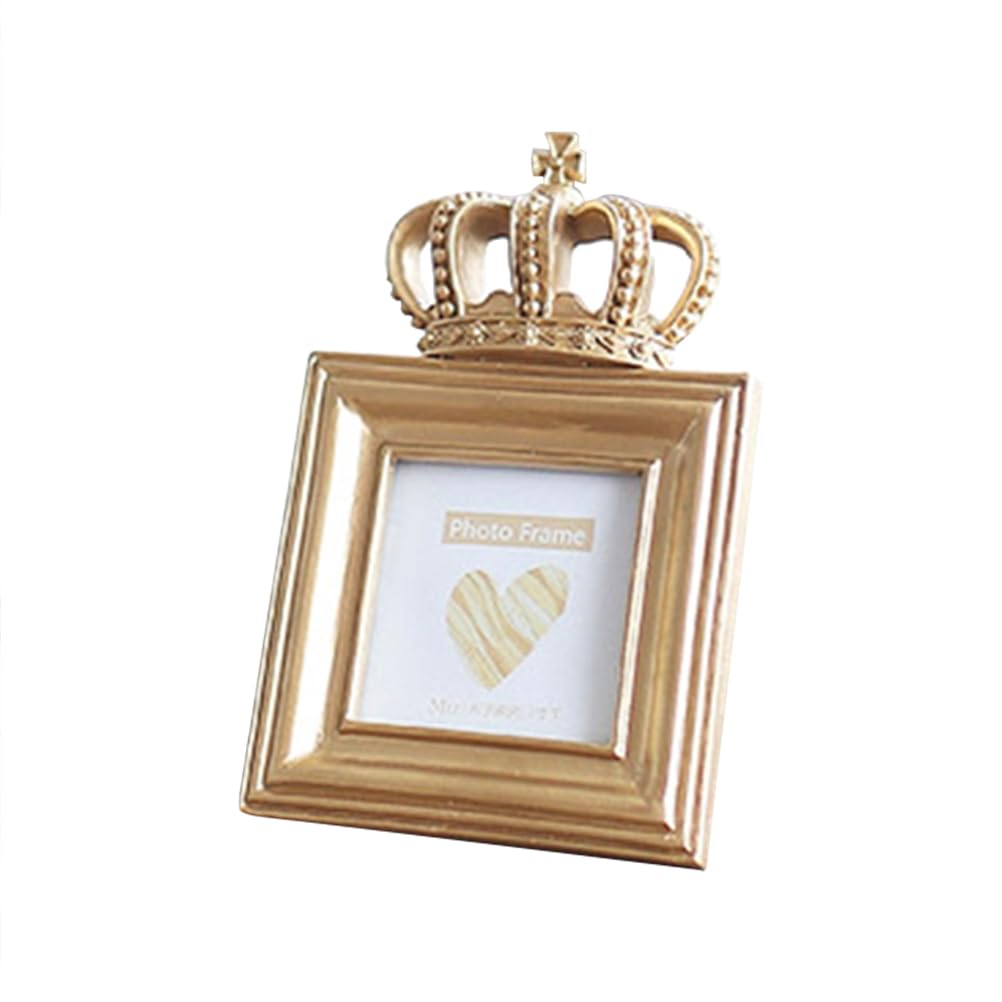 BESPORTBLE Carved Golden Crown Photo Frame Resin Picture Frame Decorative for Wedding and Table Top Easel Display