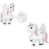 925 Sterling Silver Children's Rainbows and Unicorns Stud Earrings