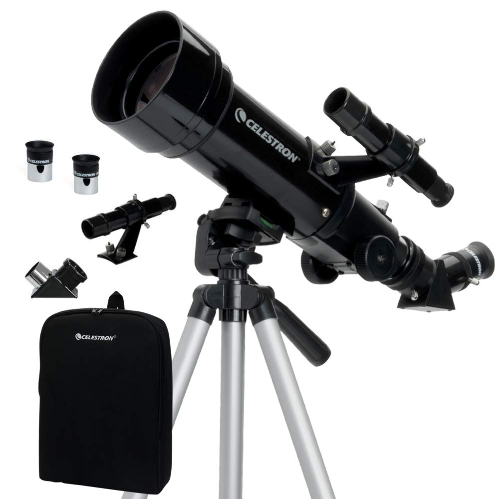Celestron 21035-ADS Travel Scope 70 Refractor Telescope Kit with Backpack, Black (Amazon Exclusive Including Additional 4mm Eyepiece and 3x Barlow Lens) — image 1
