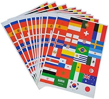 TENCHOE World Cup Flag Stickers 2018 Russia World Cup Top 32 National Flag Face Stickers Temporary Tattoo Set with Top 32 Teams Flag for FIFA Fan Face Stickers Self Adhesive World Cup Football Fan Sup