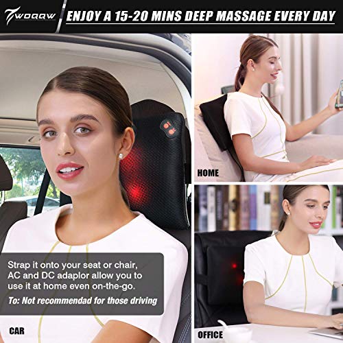 WOQQW Back Massager, Shiatsu Neck and Back Massager, Deeper Tissue Kneading Massage Pillow with Heat for Shoulders,Waist… - Image 5