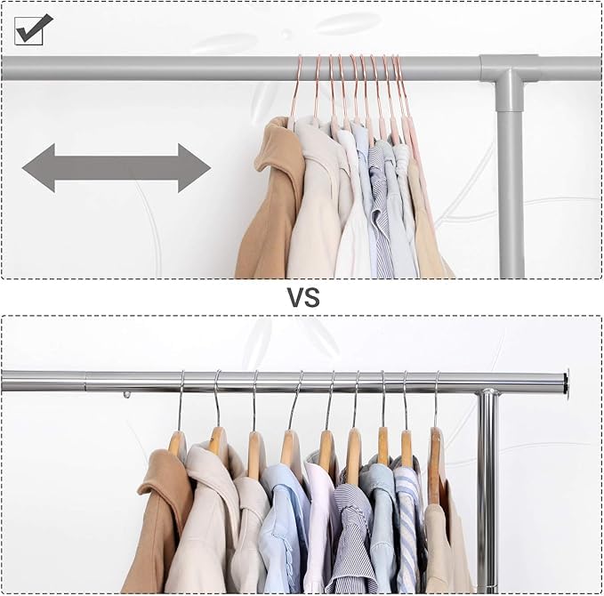 HilmGear Velvet Hangers, Set of 50 Packs Clothes Hanger with Rose Gold Swivel Hook, Non-Slip, and Space-Saving, 0.2-Inch Thick, 17.1-Inch Long for Coat, Shirt, Dress, Pants, Tie (Pink, One Size)