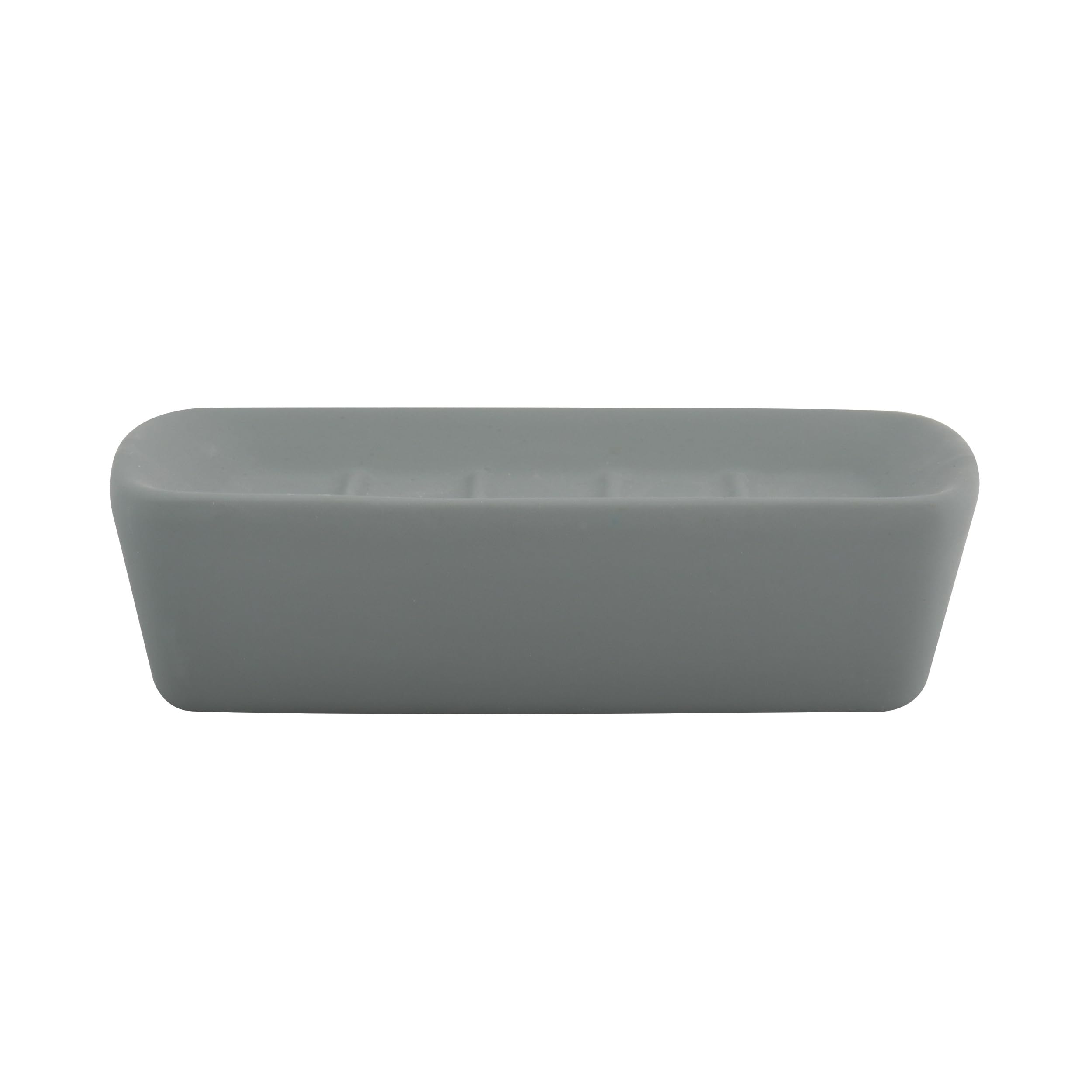 MSV 141040 Grey Ceramic Soap Dish 7.5 x 11.3 x 3 cm
