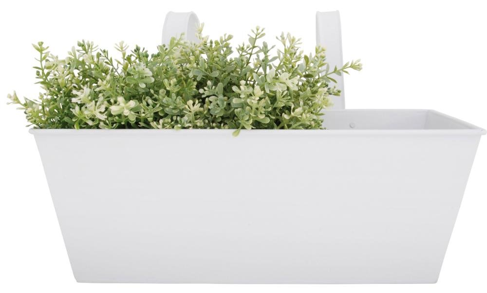 Esschert Design RD24 40 x 26.5 x 23.3cm Metal Rectangular Balcony Flower Pot - White