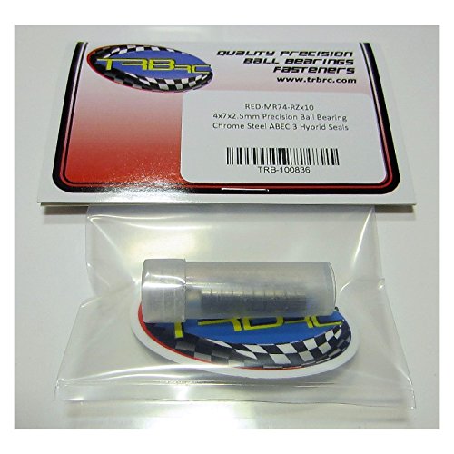 4x7x2.5mm Precision Ball Bearings ABEC 3 Hybrid Seals (10) MR74-RZ-RED