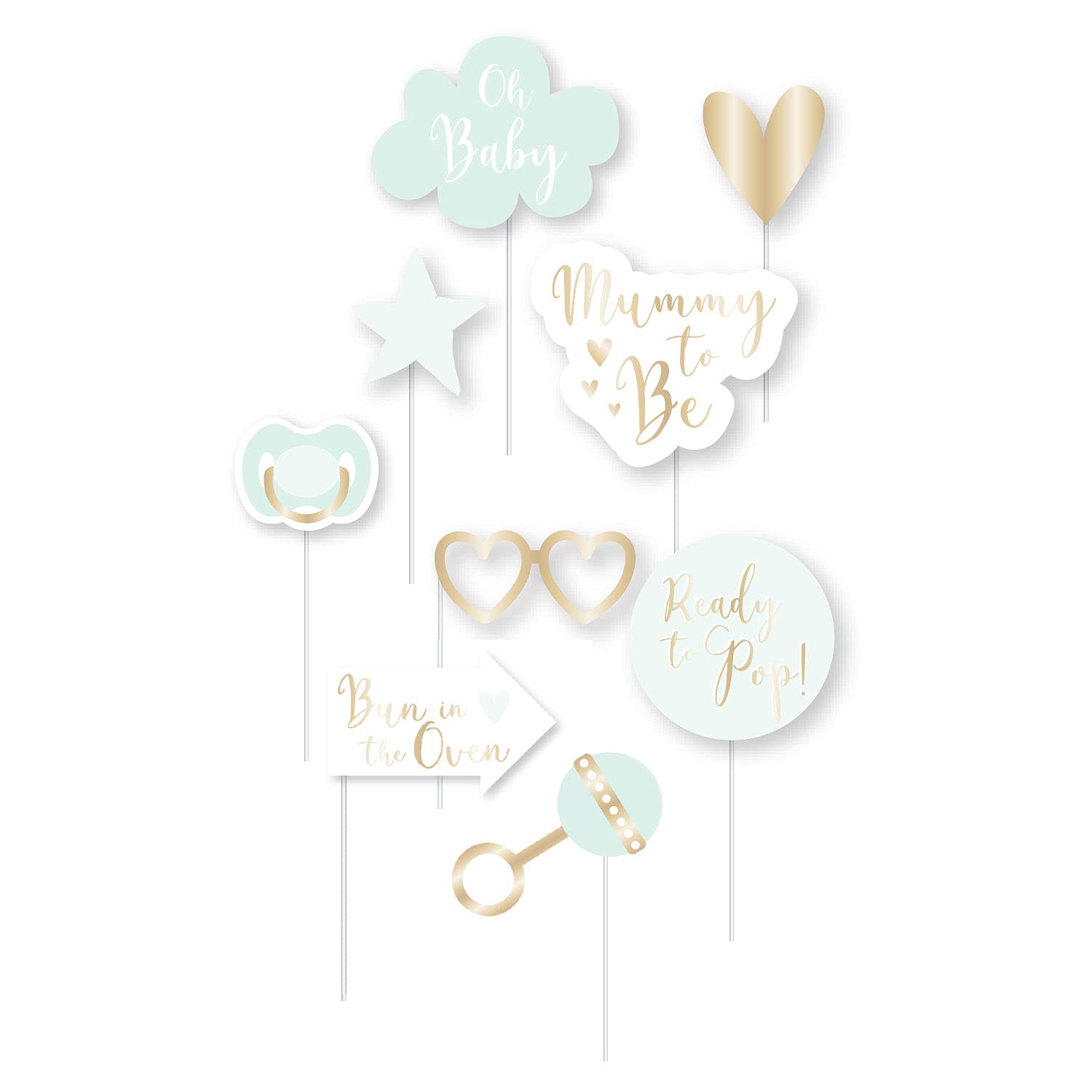Amscan 9910292 - Ready to Pop Baby Shower Photo Booth Props - 9 Pack — image 1
