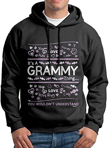XiaoTing Men's Cute Grandma Gift Fashion Hiking Black Hoodies M