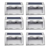 signstek Upgraded Version 6 Pack 3 LED Solar Light - Outdoor Stainless Steel Solar Powered Wireless Step Light for Staircase,Stairways, Path, Landscape,Garden, Floor,Wall Patio, etc